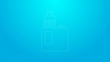 Pembe çizgi Vape mod aygıt simgesi mavi arkaplanda izole edildi. Tüttürme aleti. Buharlaştırıcı Cihaz. 4K Video hareketli grafik canlandırması