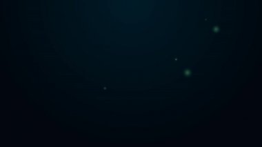 Parlayan neon hattı kül tablası simgesi siyah arkaplanda izole edildi. 4K Video hareketli grafik canlandırması