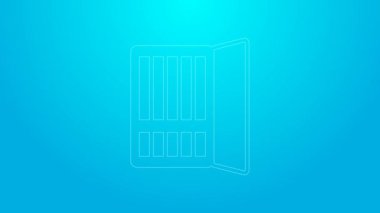 Pink line Cigarette case icon isolated on blue background. Tobacco sign. Smoking symbol. 4K Video motion graphic animation