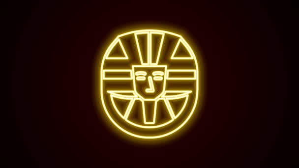 Glowing neon line Egyptian pharaoh icon isolated on black background. 4K Video motion graphic animation — ストック動画