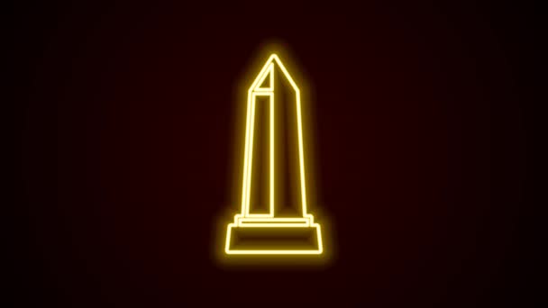 Leuchtende Leuchtschrift Obelisk von Alexandria Symbol isoliert auf schwarzem Hintergrund. Steinmonument. Historisches Denkmal. Hohe Säule Denkmal und Säule. 4K Video Motion Grafik Animation — Stockvideo