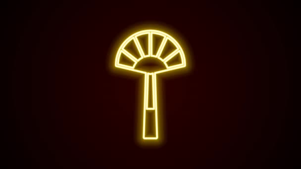Glowing neon line Egyptian fan icon isolated on black background. 4K Video motion graphic animation — Wideo stockowe