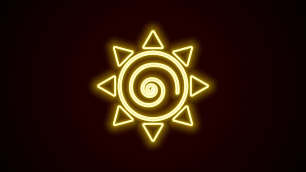 Glowing neon line Sun icon isolated on black background. 4K Video motion graphic animation