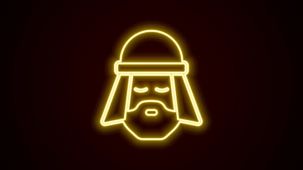 Glowing neon line Egyptian man icon isolated on black background. 4K Video motion graphic animation — Vídeo de stock