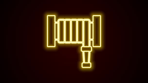 Glowing neon line Fire hose reel icon isolated on black background. 4K Video motion graphic animation — Stock Video