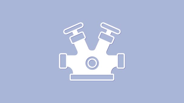 White Fire Hydrant Symbol isoliert auf violettem Hintergrund. 4K Video Motion Grafik Animation — Stockvideo