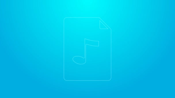 Documento de archivo MP3 de línea rosa. Descargar icono del botón mp3 aislado sobre fondo azul. Signo de formato de música Mp3. Símbolo de archivo MP3. Animación gráfica de vídeo 4K — Vídeo de stock