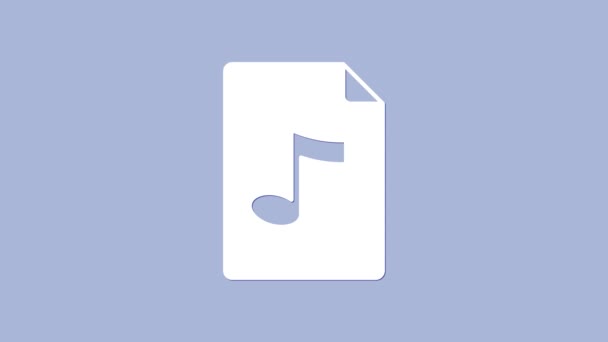 White MP3 file document. Download mp3 button icon isolated on purple background. Mp3 music format sign. MP3 file symbol. 4K Video motion graphic animation — Video