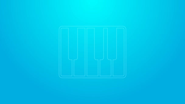 Pink line Music synthesizer icon isolated on blue background. Electronic piano. 4K Video motion graphic animation — Stock Video