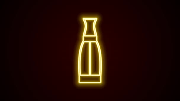 Glowing neon line Vape liquid bottle for electronic cigarettes icon isolated on black background. 4K Video motion graphic animation — Stock video