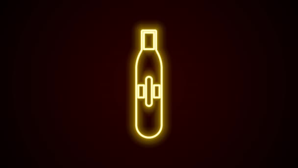 Leuchtende Neon-Linie Elektronische Zigarette Symbol isoliert auf schwarzem Hintergrund. Vaporraucherwerkzeug. Vaporizer-Gerät. 4K Video Motion Grafik Animation — Stockvideo