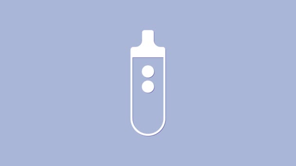 Icona sigaretta elettronica bianca isolata su sfondo viola. Vaporizzatore. Dispositivo vaporizzatore. Animazione grafica 4K Video motion — Video Stock