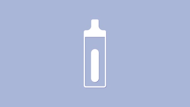Icono de cigarrillo electrónico blanco aislado sobre fondo púrpura. Herramienta para fumar. Dispositivo de vaporizador. Animación gráfica de vídeo 4K — Vídeos de Stock