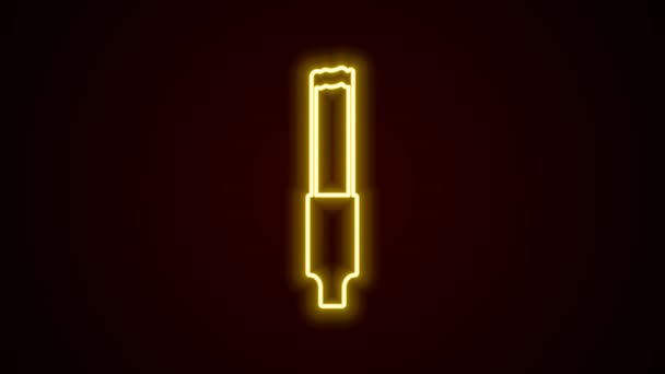 Glowing neon line Cigarette icon isolated on black background. Tobacco sign. Smoking symbol. 4K Video motion graphic animation — Stock Video