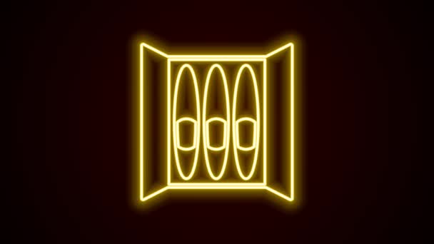 Светящаяся неоновая линия Иконка Сигара выделена на черном фоне. Видеографическая анимация 4K — стоковое видео