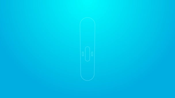 Розовая линия Сигарная иконка изолирована на синем фоне. Видеографическая анимация 4K — стоковое видео