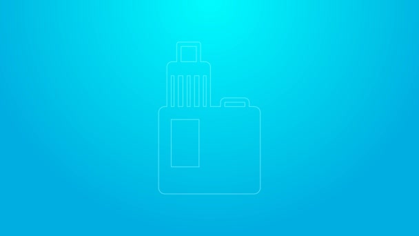 Línea rosa Icono del dispositivo Vape mod aislado sobre fondo azul. Herramienta para fumar. Dispositivo de vaporizador. Animación gráfica de vídeo 4K — Vídeo de stock