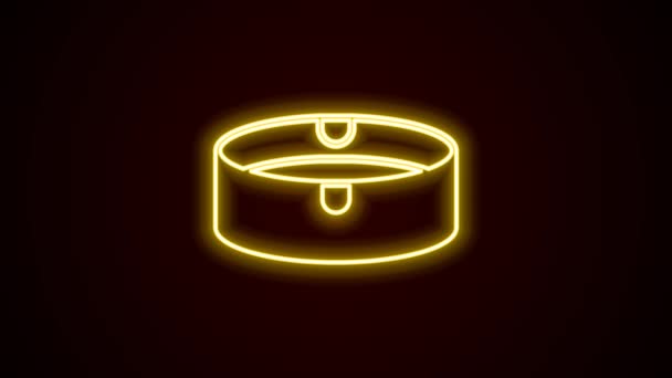 Светящаяся неоновая линия Пепельница значок изолирован на черном фоне. Видеографическая анимация 4K — стоковое видео