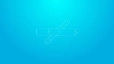Pink line No smoking icon isolated on blue background. Cigarette smoking prohibited sign. 4K Video motion graphic animation