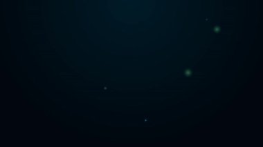 Parlayan neon hattı, siyah arkaplanda izole edilmiş Nargile simgesi. 4K Video hareketli grafik canlandırması