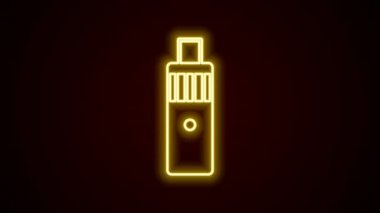 Glowing neon line Vape mod device icon isolated on black background. Vape smoking tool. Vaporizer Device. 4K Video motion graphic animation