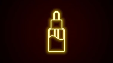 Glowing neon line Vape liquid bottle for electronic cigarettes icon isolated on black background. 4K Video motion graphic animation