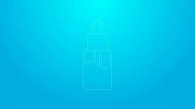 Pink line Vape liquid bottle for electronic cigarettes icon isolated on blue background. 4K Video motion graphic animation