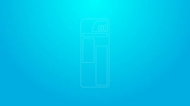 Pembe çizgi aydınlatma simgesi mavi arkaplanda izole edildi. 4K Video hareketli grafik canlandırması