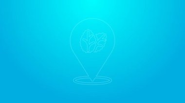 Pink line Tobacco leaf icon isolated on blue background. Tobacco leaves. 4K Video motion graphic animation