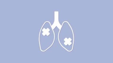 White Disease lungs icon isolated on purple background. 4K Video motion graphic animation