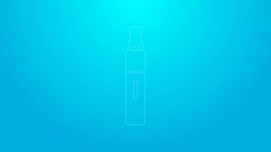 Pink line Electronic cigarette icon isolated on blue background. Vape smoking tool. Vaporizer Device. 4K Video motion graphic animation