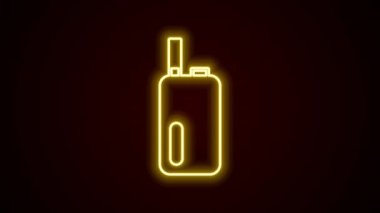 Parlayan neon hattı Elektronik sigara ikonu siyah arkaplanda izole edildi. Tüttürme aleti. Buharlaştırıcı Cihaz. 4K Video hareketli grafik canlandırması