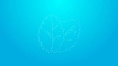 Pink line Tobacco leaf icon isolated on blue background. Tobacco leaves. 4K Video motion graphic animation