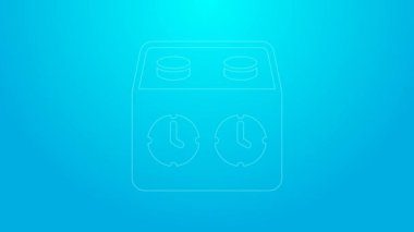 Pembe çizgi zaman satranç saati simgesi mavi arkaplanda izole edildi. Spor malzemeleri. 4K Video hareketli grafik canlandırması