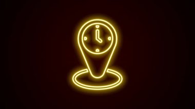 Parlayan neon çizgisi zaman dilimi simgesi siyah arkaplanda izole edildi. 4K Video hareketli grafik canlandırması