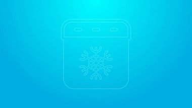 Pink line Calendar winter icon isolated on blue background. Event reminder symbol. 4K Video motion graphic animation