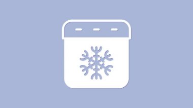 White Calendar winter icon isolated on purple background. Event reminder symbol. 4K Video motion graphic animation