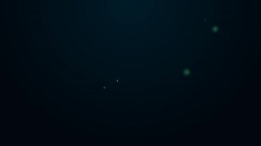 Parlayan neon hattı antika saat simgesi siyah arka planda izole edildi. 4K Video hareketli grafik canlandırması