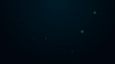 Siyah zemin üzerinde izole edilmiş saat simgesi olan parlak neon çizgi büyüteç. Saat araması. 4K Video hareketli grafik canlandırması