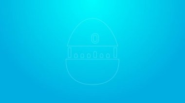 Pink line Kitchen timer icon isolated on blue background. Cooking utensil. 4K Video motion graphic animation
