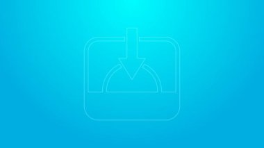 Pembe çizgi günbatımı simgesi mavi arkaplanda izole edildi. 4K Video hareketli grafik canlandırması