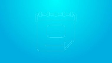 Pembe çizgi takvim simgesi mavi arkaplanda izole edildi. Olay hatırlatma sembolü. 4K Video hareketli grafik canlandırması