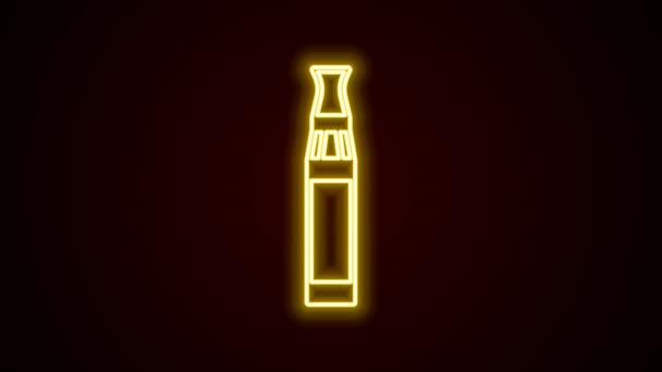 Glowing neon line Electronic cigarette icon isolated on black background. Vape smoking tool. Vaporizer Device. 4K Video motion graphic animation — Stock Video