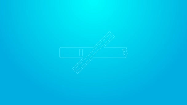 Pink line No smoking icon isolated on blue background. Cigarette smoking prohibited sign. 4K Video motion graphic animation — Vídeo de Stock