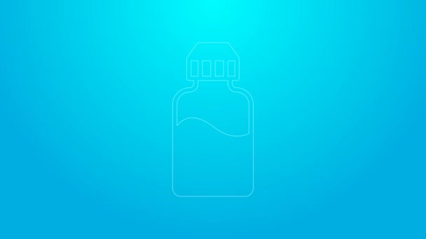 Pink line Vape liquid bottle for electronic cigarettes icon isolated on blue background. 4K Video motion graphic animation — Wideo stockowe