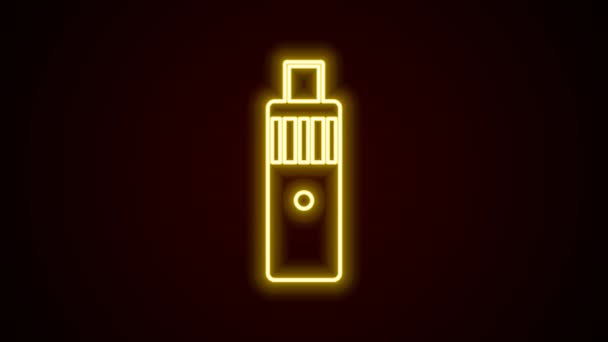 Glowing neon line Vape mod device icon isolated on black background. Vape smoking tool. Vaporizer Device. 4K Video motion graphic animation — Αρχείο Βίντεο