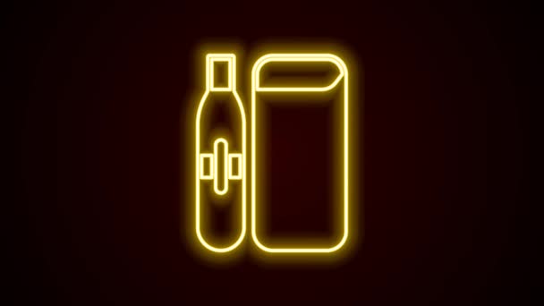 Leuchtende Neon-Linie Elektronische Zigarette Symbol isoliert auf schwarzem Hintergrund. Vaporraucherwerkzeug. Vaporizer-Gerät. 4K Video Motion Grafik Animation — Stockvideo