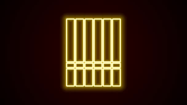 Leuchtendes neonfarbenes Zigarettensymbol isoliert auf schwarzem Hintergrund. Tabakzeichen. Raucher-Symbol. 4K Video Motion Grafik Animation — Stockvideo
