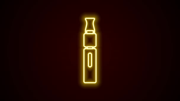 Ragyogó neon vonal Elektronikus cigaretta ikon elszigetelt fekete háttér. Szőlőfüstölő eszköz. Porlasztókészülék. 4K Videó mozgás grafikus animáció — Stock videók