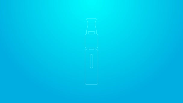 Pink line Electronic cigarette icon isolated on blue background. Vape smoking tool. Vaporizer Device. 4K Video motion graphic animation — Stockvideo